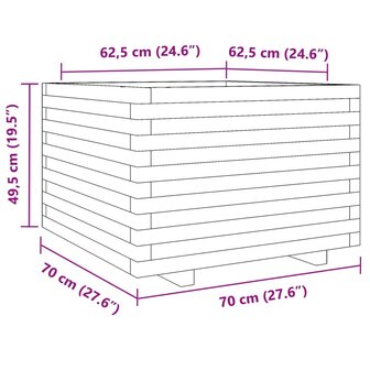 Plantenbak 70x70x49,5 cm ge&iuml;mpregneerd grenenhout 10