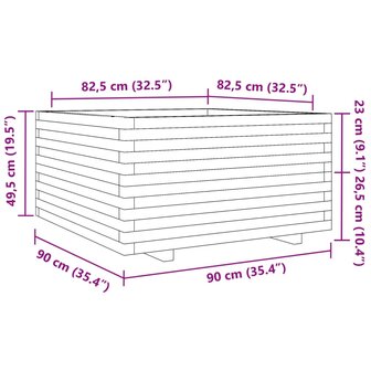 Plantenbak 90x90x49,5 cm massief grenenhout wit 10