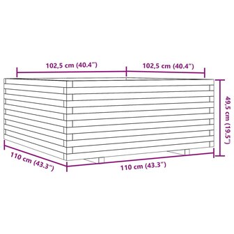 Plantenbak 110x110x49,5 cm massief grenenhout wit 10