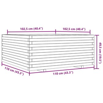 Plantenbak 110x110x49,5 cm massief grenenhout wasbruin 10