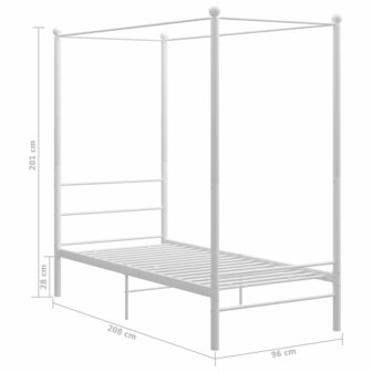 Hemelbedframe metaal wit 90x200 cm 6