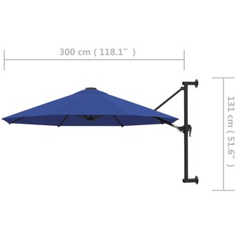 Wandparasol met metalen paal 300 cm blauw 8