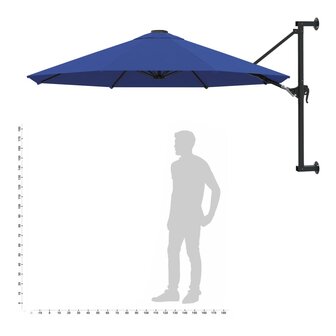 Wandparasol met metalen paal 300 cm blauw 9