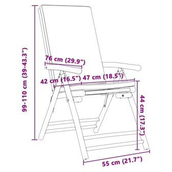 Bistrostoelen 6 st inklapbaar met kussens bamboe cr&egrave;mewit 9