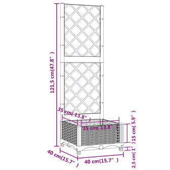 Plantenbak met latwerk 40x40x121,5 cm polypropeen 8