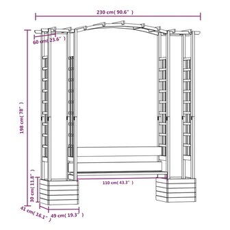 Pergola met bank en plantenbakken ge&iuml;mpregneerd grenenhout 6