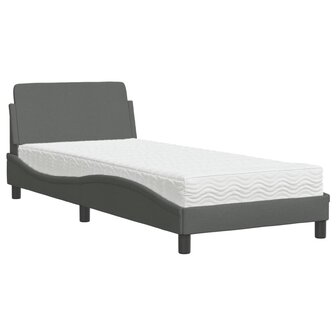 Bed met matras stof donkergrijs 90x200 cm 2