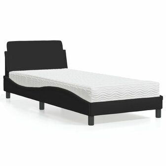 Bed met matras stof zwart 90x200 cm 1