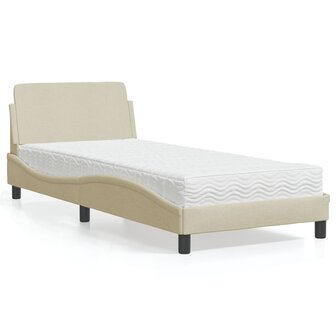 Bed met matras stof cr&egrave;mekleurig 90x200 cm 1