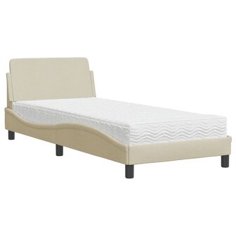 Bed met matras stof cr&egrave;mekleurig 90x200 cm 2