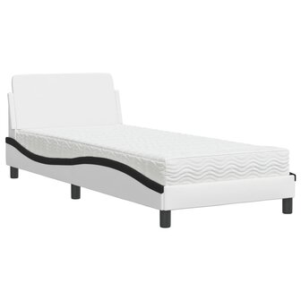 Bed met matras kunstleer zwart en wit 90x200 cm 2