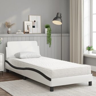 Bed met matras kunstleer zwart en wit 90x200 cm 3