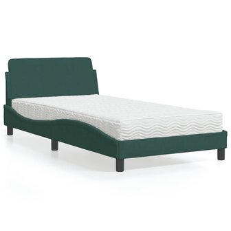 Bed met matras fluweel donkergroen 100x200 cm 1