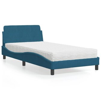 Bed met matras fluweel blauw 100x200 cm 1