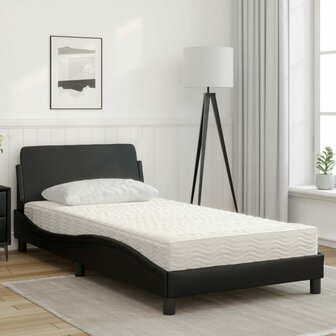 Bed met matras kunstleer zwart 100x200 cm 3