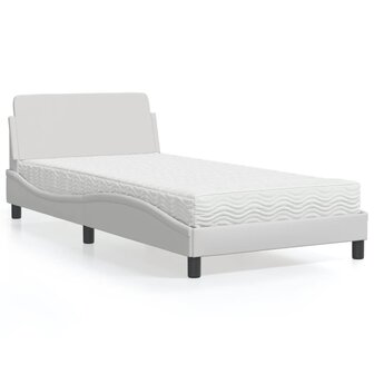 Bed met matras kunstleer wit 100x200 cm 1