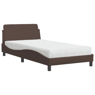 Bed met matras kunstleer bruin 100x200 cm 2