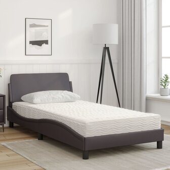 Bed met matras kunstleer grijs 100x200 cm 3