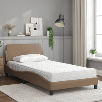 Bed met matras kunstleer cappuccinokleurig 100x200 cm 3