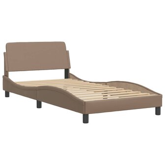 Bed met matras kunstleer cappuccinokleurig 100x200 cm 4