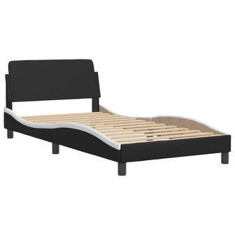 Bed met matras kunstleer zwart en wit 100x200 cm 4