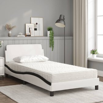 Bed met matras kunstleer wit en zwart 100x200 cm 3