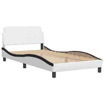 Bed met matras kunstleer wit en zwart 100x200 cm 4