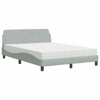 Bed met matras fluweel lichtgrijs 120x200 cm 2