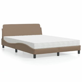 Bed met matras kunstleer cappuccinokleurig 120x200 cm 1