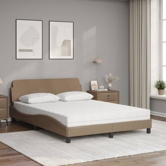 Bed met matras kunstleer cappuccinokleurig 120x200 cm 3