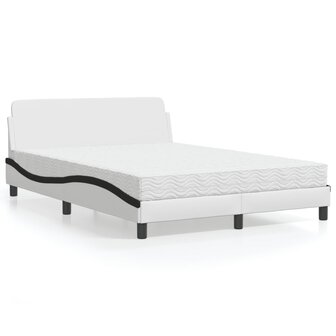 Bed met matras kunstleer zwart en wit 120x200 cm 1