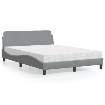 Bed met matras stof lichtgrijs 140x190 cm 1