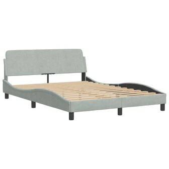 Bed met matras fluweel lichtgrijs 140x190 cm 4