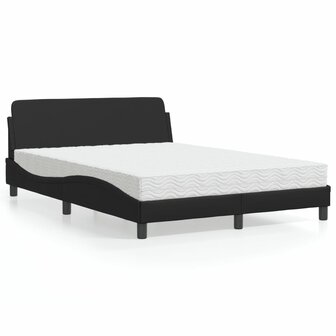 Bed met matras kunstleer zwart 140x190 cm 1