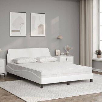 Bed met matras kunstleer wit 140x190 cm 3