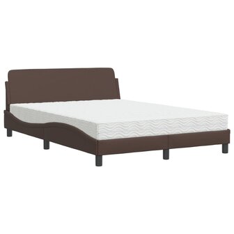 Bed met matras kunstleer bruin 140x190 cm 2