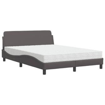 Bed met matras kunstleer grijs 140x190 cm 2