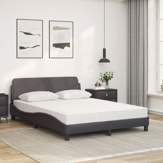 Bed met matras kunstleer grijs 140x190 cm 3