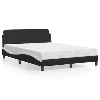 Bed met matras kunstleer zwart en wit 140x190 cm 1