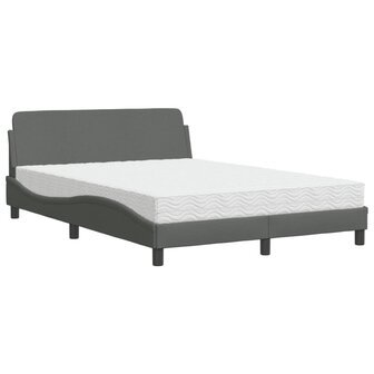 Bed met matras stof donkergrijs 140x200 cm 2