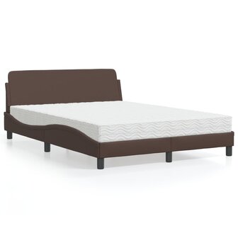 Bed met matras kunstleer bruin 140x200 cm 1