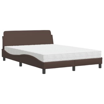 Bed met matras kunstleer bruin 140x200 cm 2