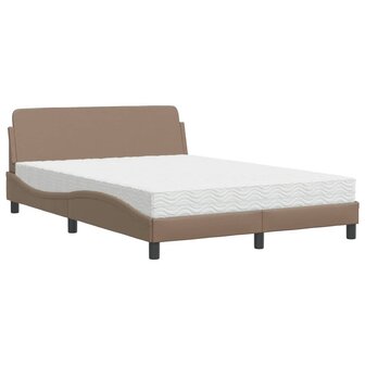 Bed met matras kunstleer cappuccinokleurig 140x200 cm 2