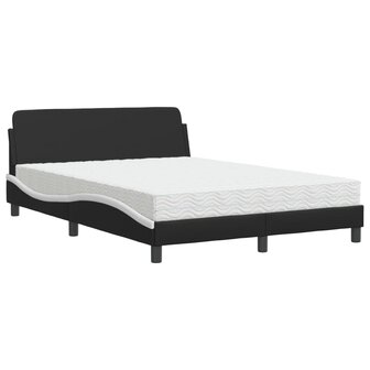 Bed met matras kunstleer zwart en wit 140x200 cm 2