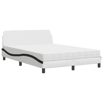 Bed met matras kunstleer wit en zwart 140x200 cm 2