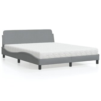 Bed met matras stof lichtgrijs 160x200 cm 1