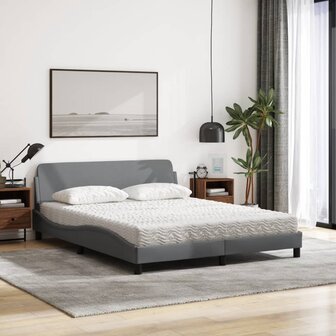 Bed met matras stof lichtgrijs 160x200 cm 3