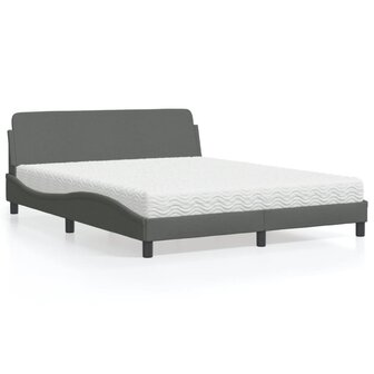 Bed met matras stof donkergrijs 160x200 cm 1