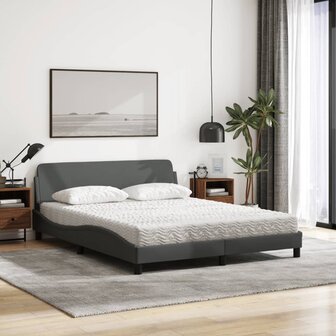 Bed met matras stof donkergrijs 160x200 cm 3