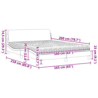 Bed met matras stof donkergrijs 160x200 cm 9